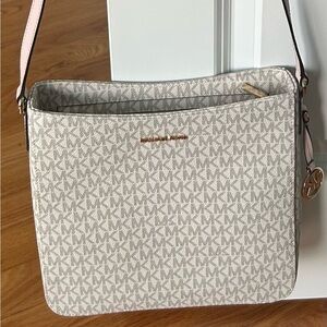 NNT Michael Kors Cream and Pink Crossbody Bag with Gold Accents